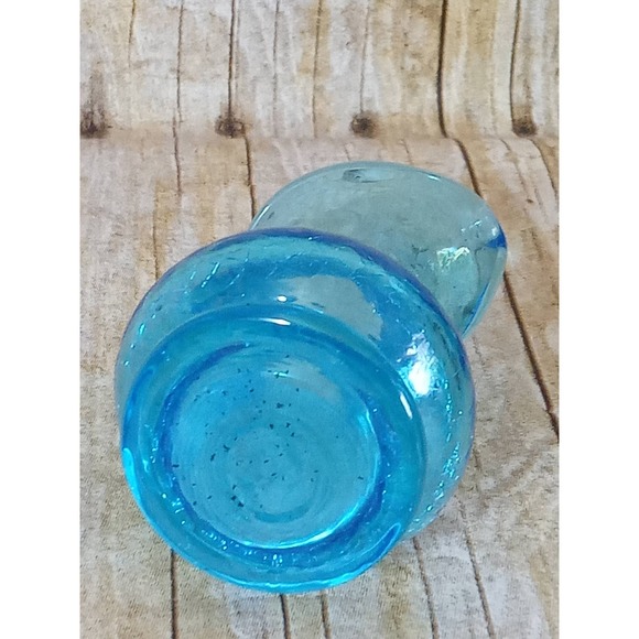 Crackle Glass Bud Vase Pitcher Blue Miniature Succulent Air Plants Planter (9A) - Picture 5 of 5